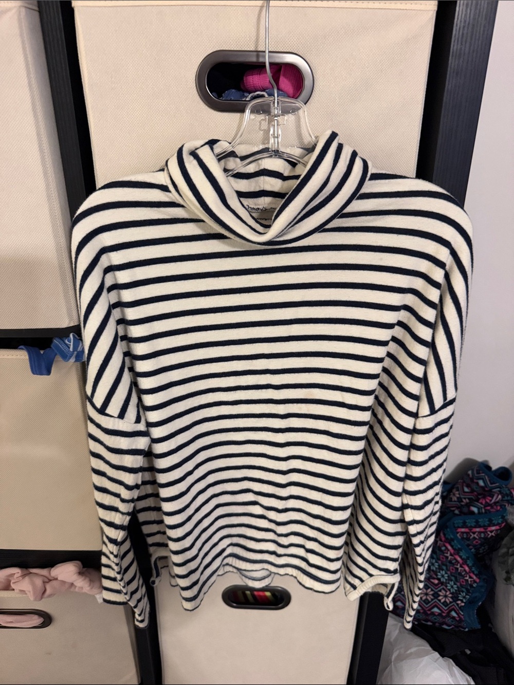Madewell Striped Turtleneck Sweater - Navy and Cream